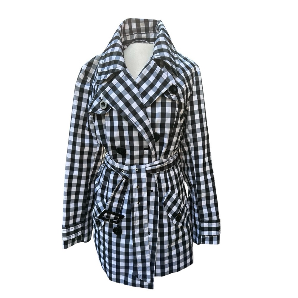 Black & White Gingham Trench Coat